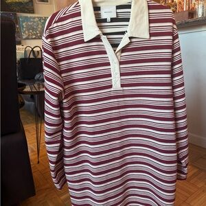 Reformation Maroon and White Striped Polo Dress
